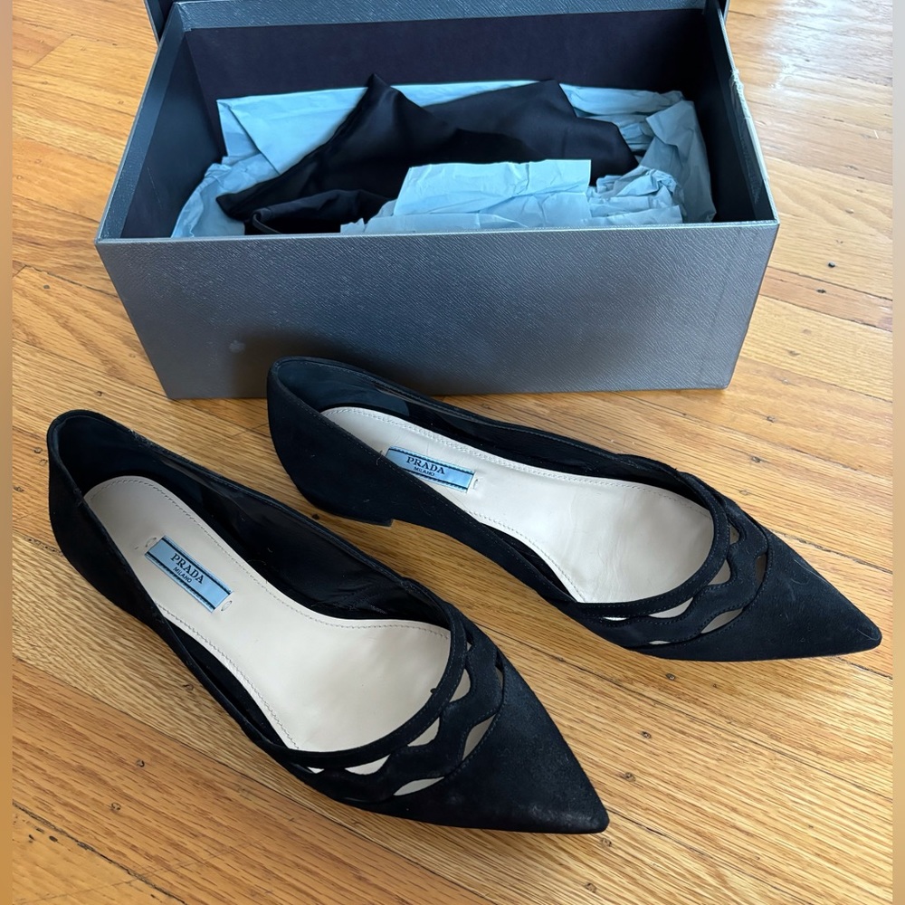 Black Prada Flats with Cutouts